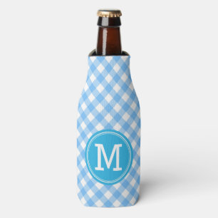 Porta-garrafa Baby Blue Gingham Personalize Monograma