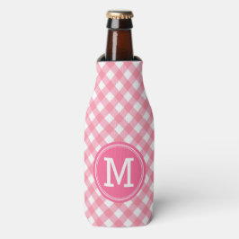 Porta-garrafa Baby Pink Gingham Personalize Monograma