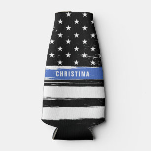 Porta-garrafa Bandeira de Polícia Thin Blue Line Personalizada G