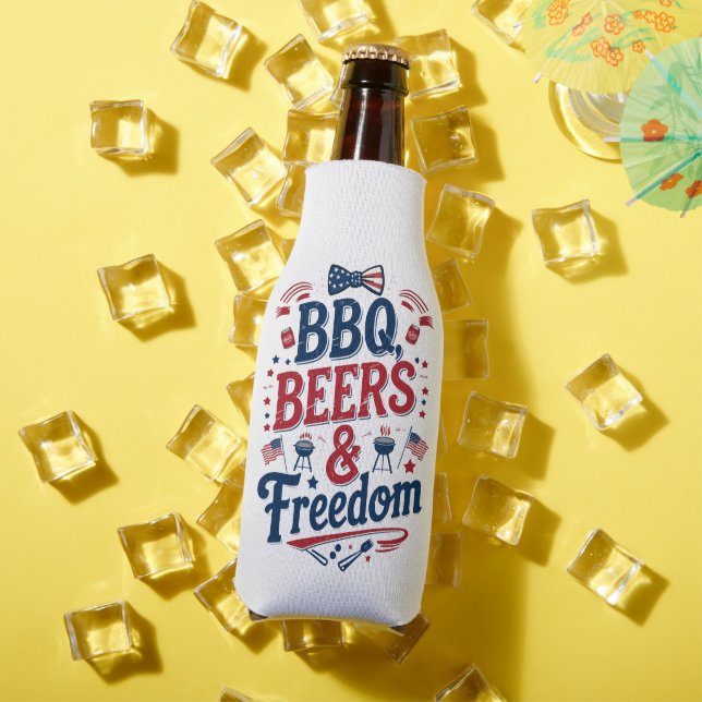 Porta-garrafa BBQ, Beers & Freedom – Retro 4th of July Vibes (Verão in situ)
