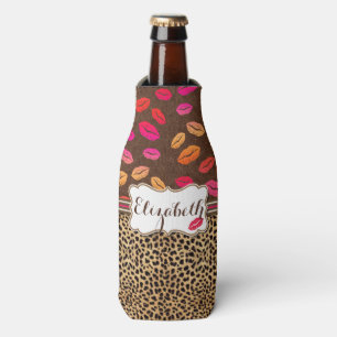 Porta-garrafa Beijos dos lábios do impressão do leopardo