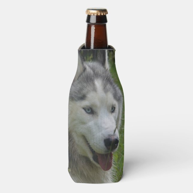 Porta-garrafa Belo Cachorro Siberiano (Frente da Garrafa)