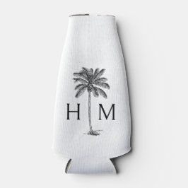 Porta-garrafa Black and White Palm Palmetto Tree Monogram