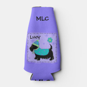 Porta-garrafa Black Scottie Dog Name Personalize Monograma