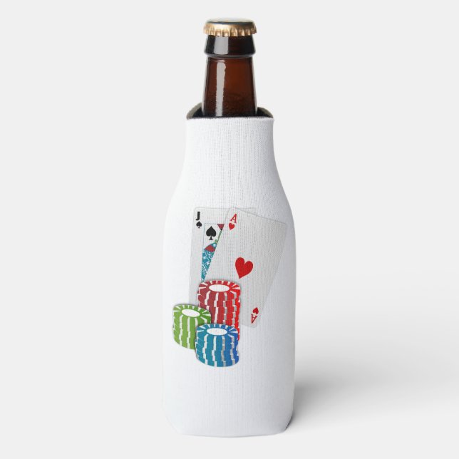 Porta-garrafa Blackjack com Chips Poker (Frente da Garrafa)