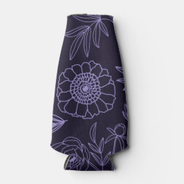 Porta-garrafa Blossomas de Ameixas Reais de Peônias em Fundo Neg