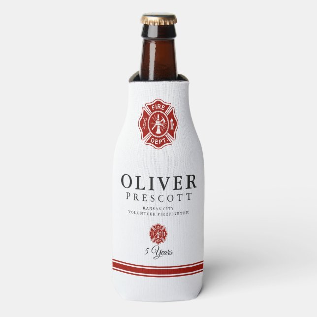 Porta-garrafa Bombeiro voluntário | Símbolo Cruz Maltês (Frente da Garrafa)