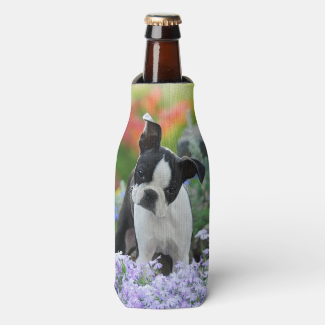 Porta-garrafa Boston Terrier Dog Cute Puppy Photo, Bottle Jaquet (Frente da Garrafa)