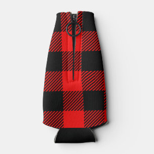 Porta-garrafa Buffalo Check Red and Black Lumberjack Xadrez Deco