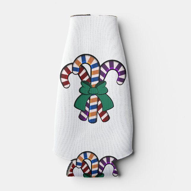 Porta-garrafa Buquê Candy Canes - faixa verde (Frente)