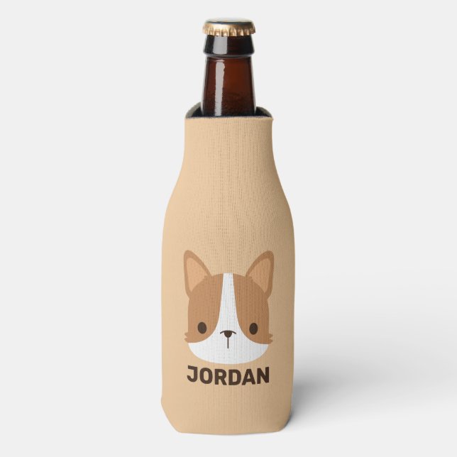 Porta-garrafa Cachorro Corgi Corgento com Nome Personalizado (Frente da Garrafa)