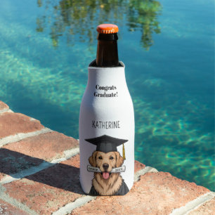 Porta-garrafa Cachorro do Retriever do Ouro de Graduação Persona