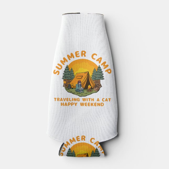 Porta-garrafa Campo de verão viajando com um gato (Frente)