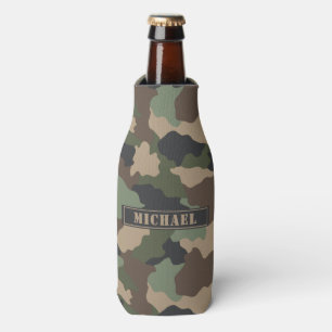 Porta-garrafa Camuflagem Woodland Camo Khaki Tan Monograma Preto
