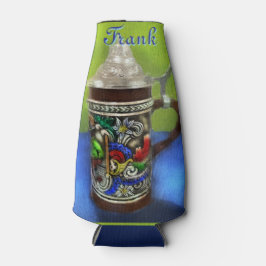 Porta-garrafa Caneca de cerveja alemã com tampa articulada azul