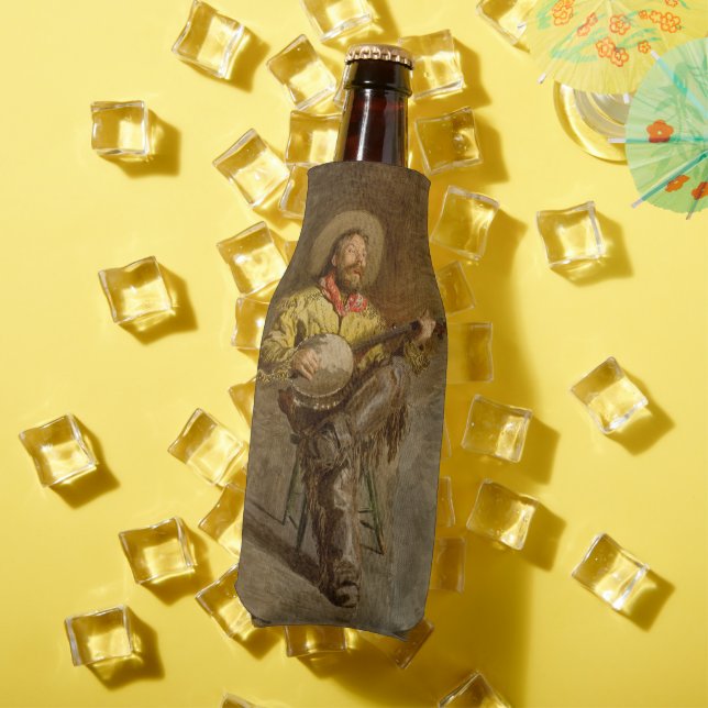 Porta-garrafa Cantando Vaqueiro Espanhol w Banjo Tocando Música  (Verão in situ)