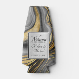 Porta-garrafa Casamento de Geodo Dourado e Cinza moderno