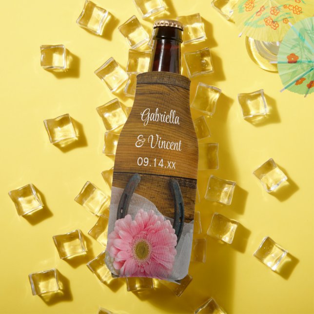 Porta-garrafa Casamento Ocidental de Margarida Rosa e Ferradura (Verão in situ)