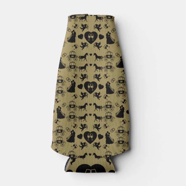 Porta-garrafa Casamento Romântico De Cavalo E Carrinho (Frente)