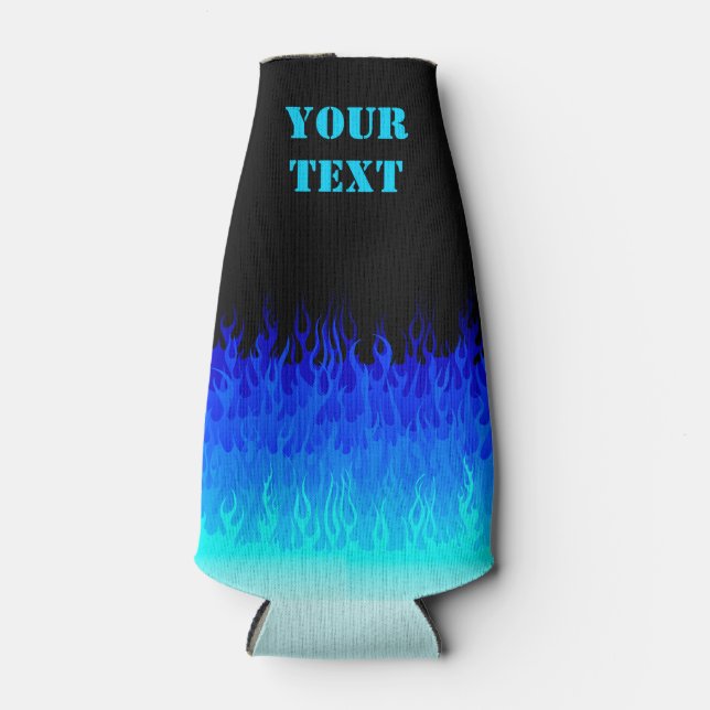 Porta-garrafa Chamas a quente azuis (Frente)