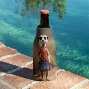 Porta-garrafa Chic e Na moda: Meerkat Girl in Skirt and Jaqueta