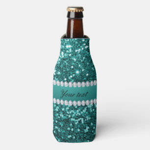 Porta-garrafa Chic Teal Faux Glitter e Diamantes