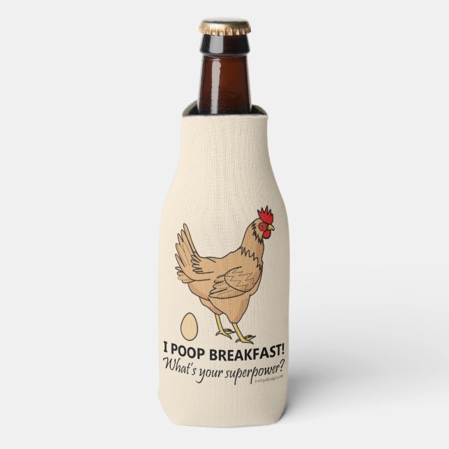 Porta-garrafa Chicken Poops Breakfast Design (Frente da Garrafa)