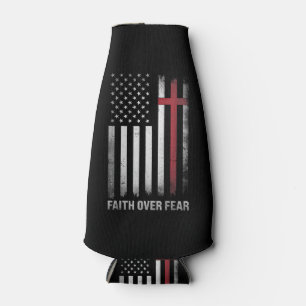 Porta-garrafa Christian EUA Flag American Cristo Faith Over F