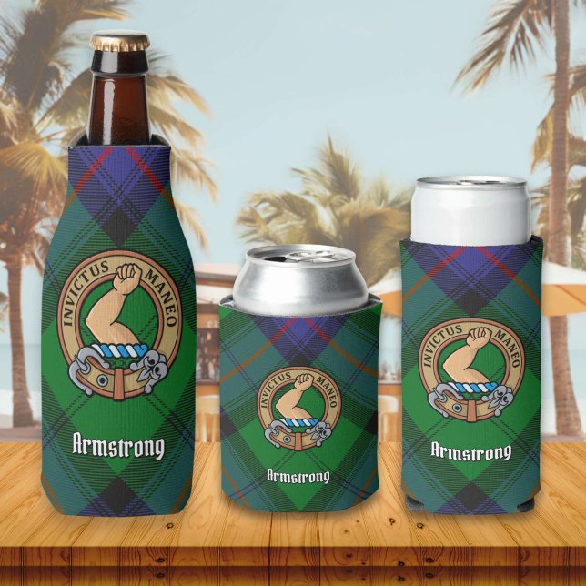 Porta-garrafa Clan Armstrong Crest sobre Tartan Bottle Cooler (Criador carregado)