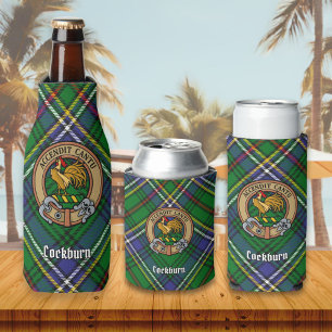 Porta-garrafa Clan Cockburn Crest sobre Tartan