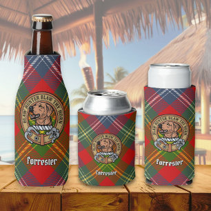 Porta-garrafa Clan Forrester Crest sobre Tartan