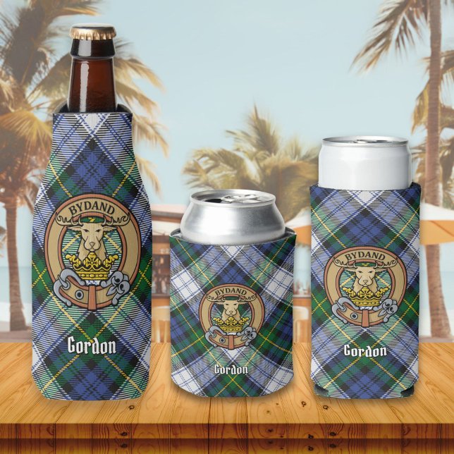 Porta-garrafa Clan Gordon Crest sobre Dress Tartan Bottle Cooler (Criador carregado)