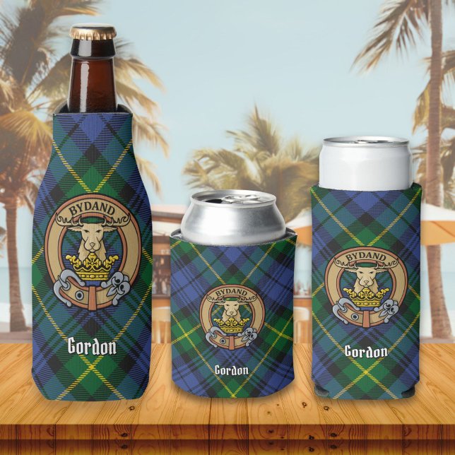 Porta-garrafa Clan Gordon Crest sobre Tartan Bottle Cooler (Criador carregado)
