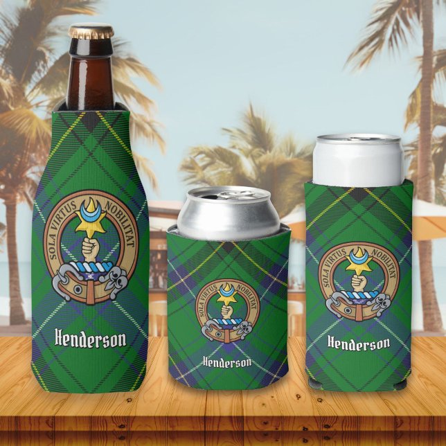 Porta-garrafa Clan Henderson Crest sobre Tartan (Criador carregado)