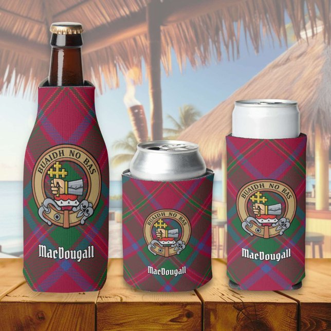 Porta-garrafa Clan MacDougall Crest sobre Tartan (Criador carregado)
