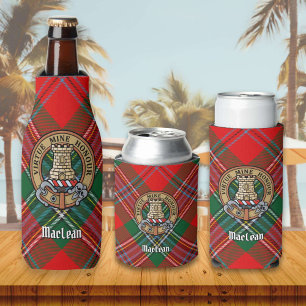 Porta-garrafa Clan MacLean Crest sobre Tartan