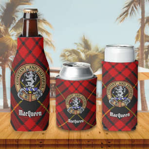 Porta-garrafa Clan MacQueen Crest sobre Tartan