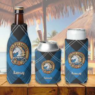 Porta-garrafa Clan Ramsay Crest sobre Blue Hunting Tartan