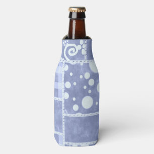 Porta-garrafa Colcha Louca Padrão Floral Xadrez Azul