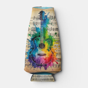 Porta-garrafa Colorida Melodia: Violão Pintado em Música Vintage