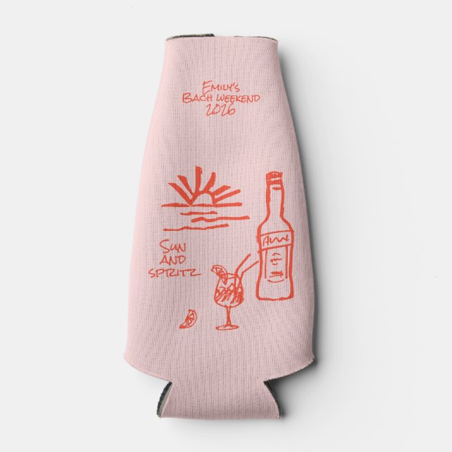 Porta-garrafa Convite para Fim de Solteira ao Sol e Spritz (Frente)