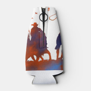 Porta-garrafa Country Western Cowboy Roping White