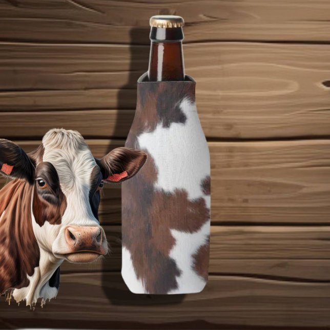 Porta-garrafa couro de vaca marrom branco garrafa resfriado ( Holy Cow – Your New Favorite Bottle Cooler Is Here! )