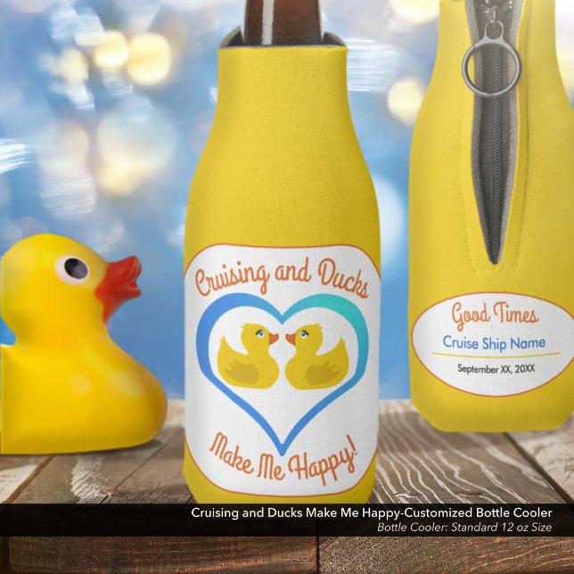Porta-garrafa Cruising and Ducks Make Me Happy-Customized (Cruising and Ducks Make Me Happy Customized Bottle Sleeve–Personalize this Cooler for Your Vacation)