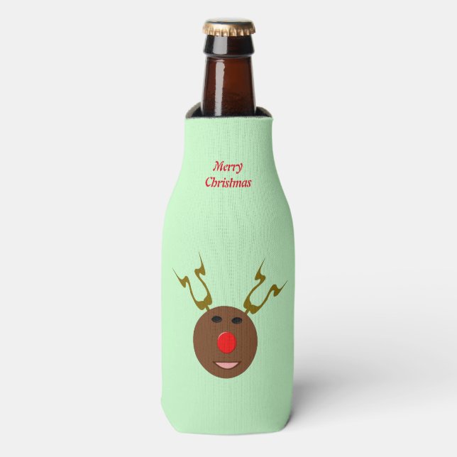 Porta-garrafa Cyber Christmas Reindet Custom Bottle Cooler (Frente da Garrafa)