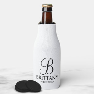 Porta-garrafa Dama de honra personalizada preto e branco