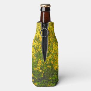 PORTA-GARRAFA DESIGN FLORAL AMARELO E BRILHO