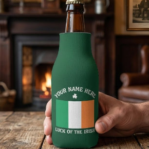 Porta-garrafa Dia de São Patrício Bandeira da Irlanda Nome Perso