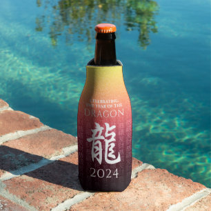 Porta-garrafa Dragon 龙 Red Dourado Chinês - Símbolo Zodíaco