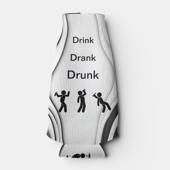 Porta-garrafa “Drink, Drank, Drunk” Protetor de Garrafa Koozie (Frente)